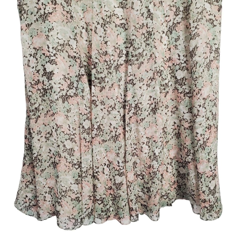 JNY Collection Size 12 Skirt Floral Crinkle 100% Silk Flowing Full Hem Midi - Picture 6 of 11